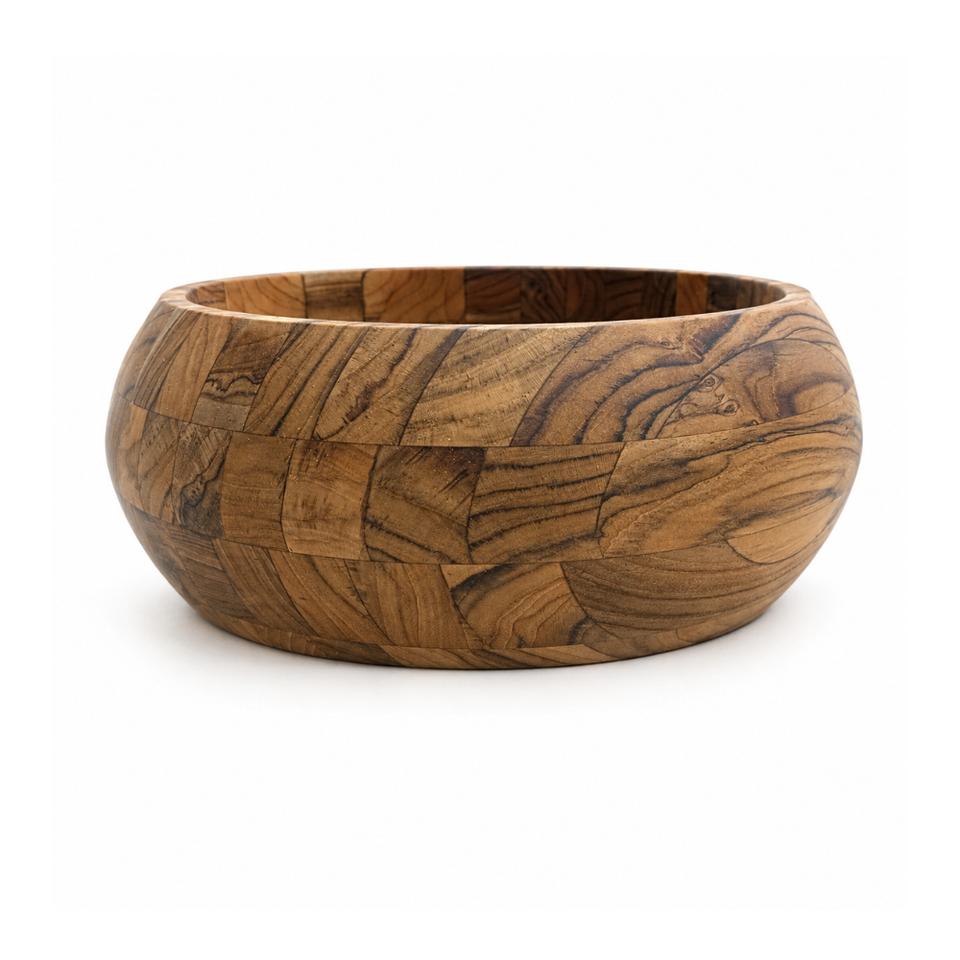 Bowl Madeira Teca com Tampa de Vidro Laguiole Médio La Maison