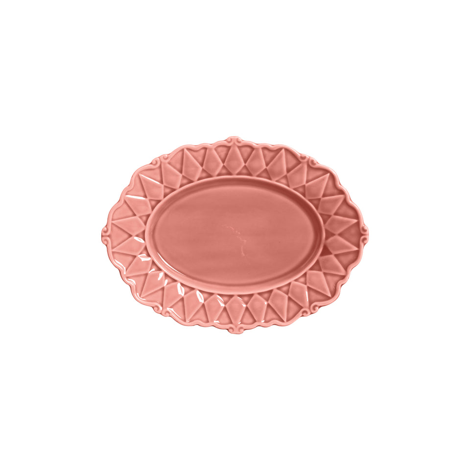 Travessa Pequena Cerâmica Rosa Florença 2x22x30cm Scalla