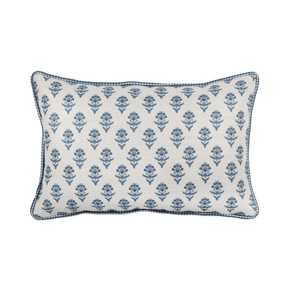 Almofada Linho 35X58 Estampa Dupla Face Azul Com Cordão