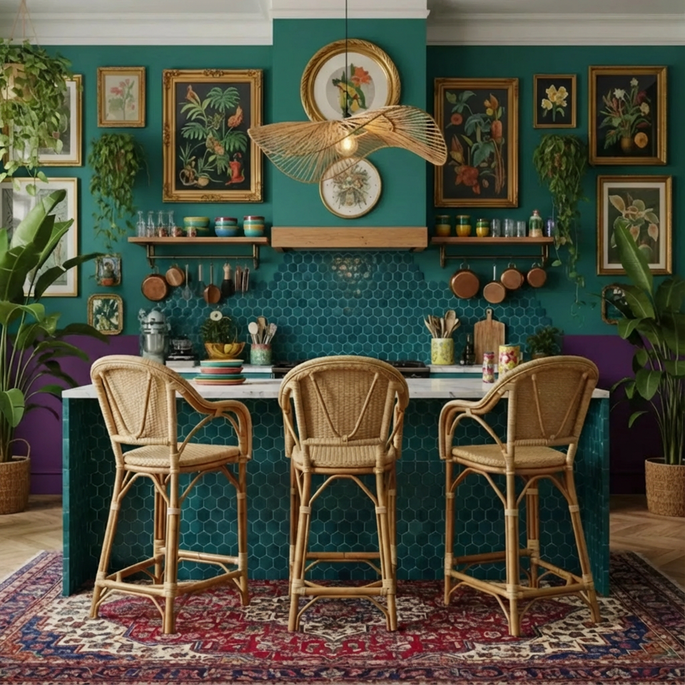 Banqueta Alta Anyam Rattan Bahali 42x44x105cm