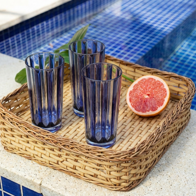 Conjunto 6 Copos Long Drink Acrílico Azul Linha Náutica 500ml