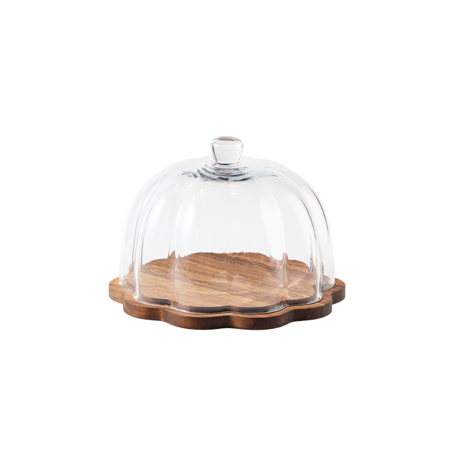 Porta Bolo Flor Vidro 31X21,5cm