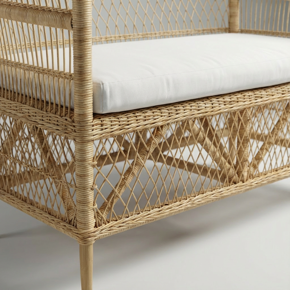 Sofá 2 Lugares Pitrit Rattan Bahali 120x65x82cm