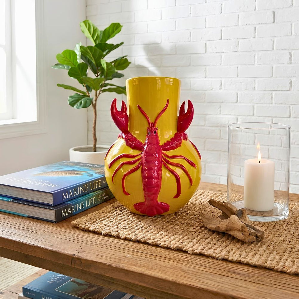 Vaso Cerâmica Lobster Amarelo Pequeno