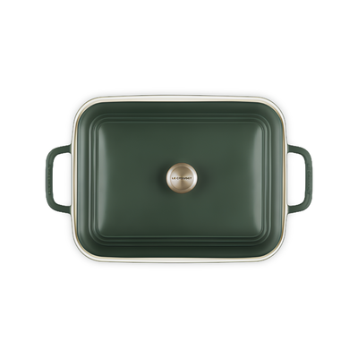 PRÉ-VENDA: Travessa Retangular Cerâmica Com Tampa San Fran Foret 31cm Le Creuset