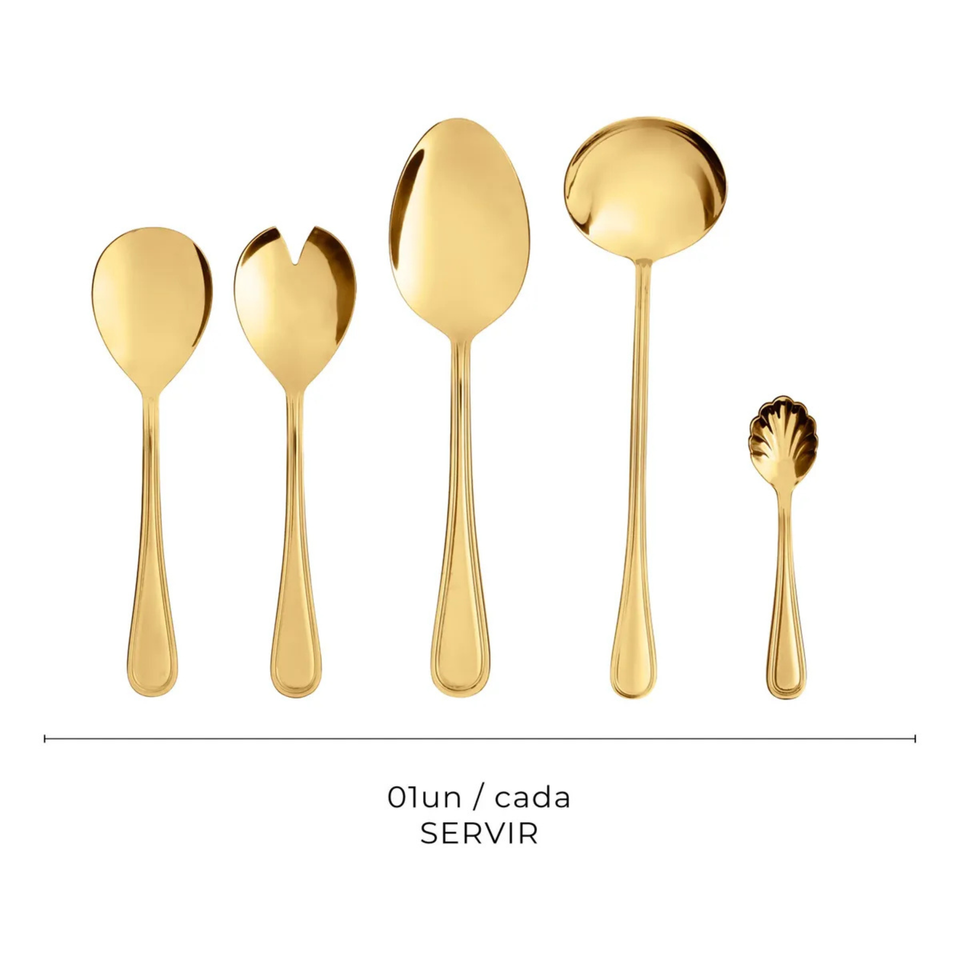 Faqueiro 101 Peças Aço Inox Dourado Avalon Wolff