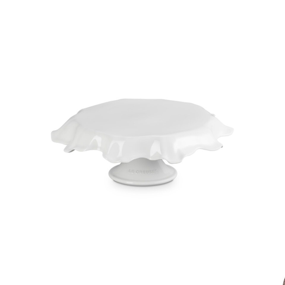 Suporte para Bolo Cerâmica Ruffle Branca 28cm Le Creuset