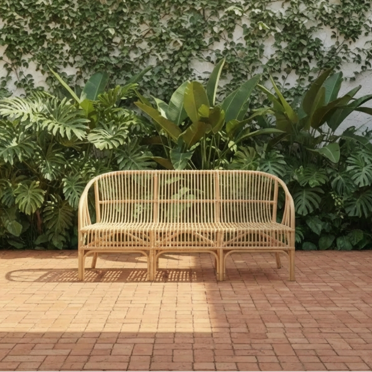 Sofá 3 Lugares Core Rattan Trançado Bahali 180x61x84cm