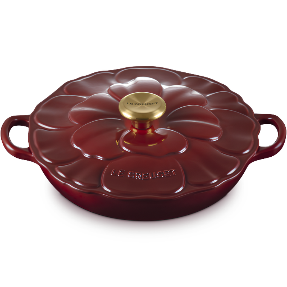 PRÉ-VENDA: Caçarola Buffet Signature Petal Rhone com Pegador Dourado 2,2L 26cm Le Creuset