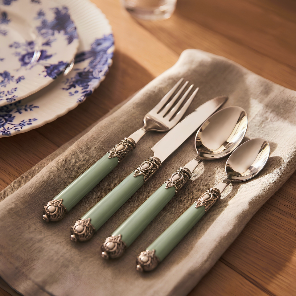 Faqueiro 24 Peças Aço Inox Premium Jaipur Jade