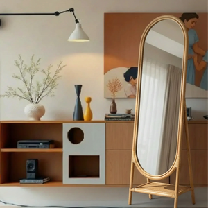 Espelho de Chão Moldura Mandola Rattan Bahali 55x50x160cm