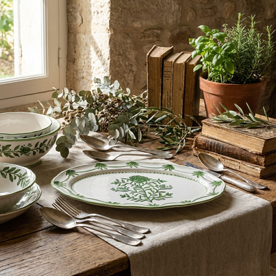 Travessa Provence Rasa Cerâmica Grande Alcachofra Provençal