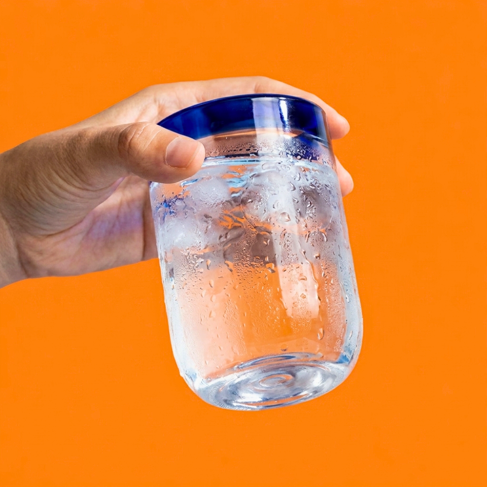 Jogo de 6 Copos Orilla Vidro Azul 480ml