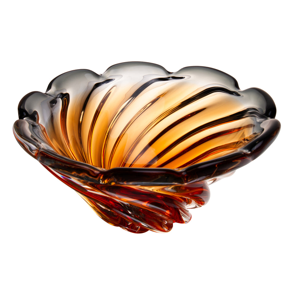 Centro de Mesa Decorativo Vidro Italy Âmbar e Cinza 26x11cm