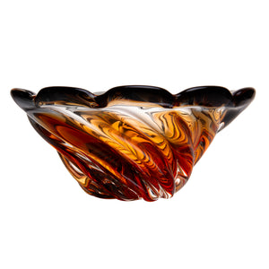 Centro de Mesa Decorativo Vidro Italy Âmbar e Cinza 26x11cm