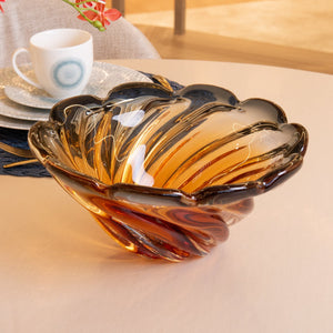 Centro de Mesa Decorativo Vidro Italy Âmbar e Cinza 26x11cm