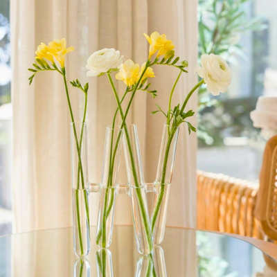 PRÉ-VENDA: Vaso 4 Tubos em Vidro Transparente Floratório 2X25