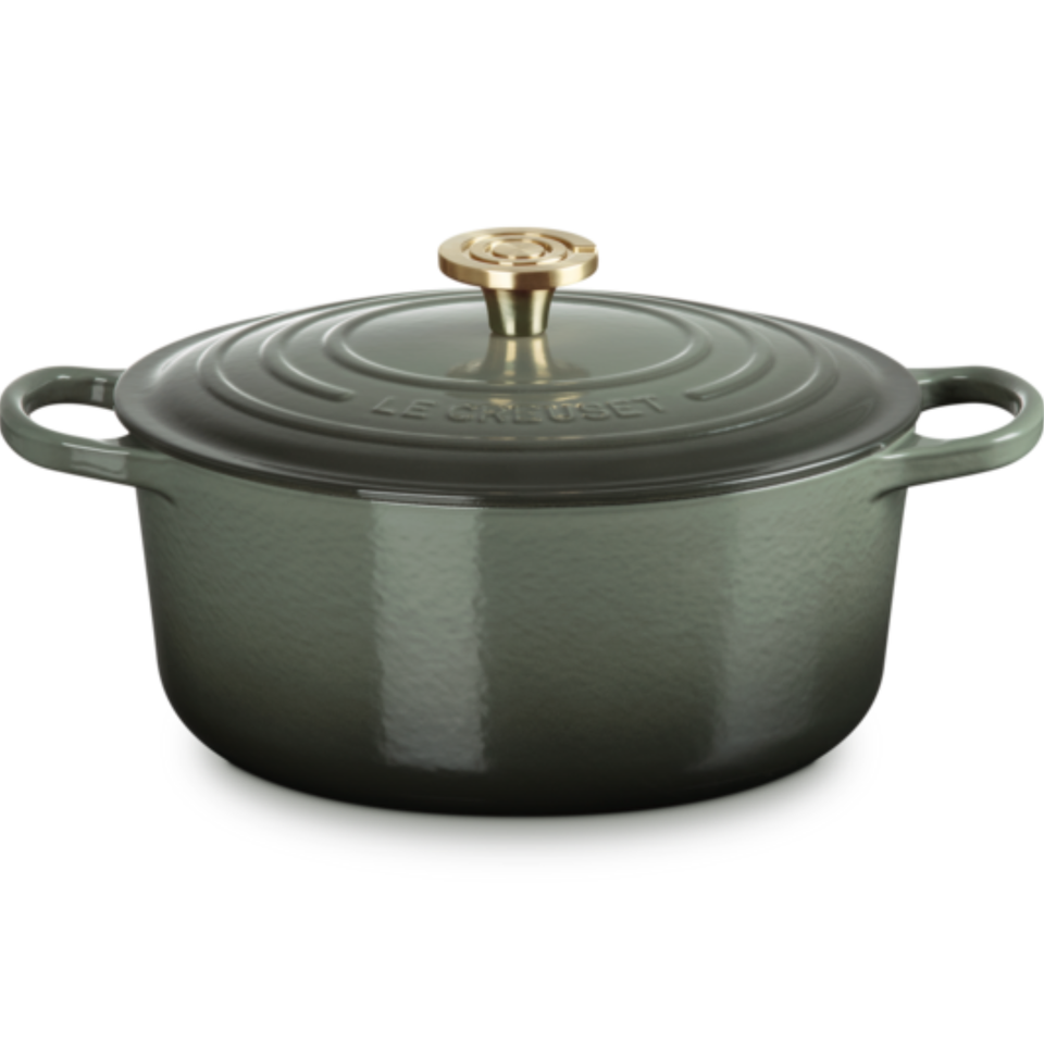 Panela Le Creuset Redonda Signature Thyme com Pegador Light Gold 2,4L 20cm