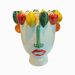Vaso de Cerâmica Rosto Tropical Frutti d’Arte