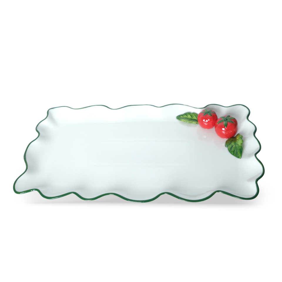 Bandeja Retangular Porcelana Tomates 37cm