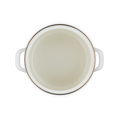 PRÉ-VENDA: Stockpot Aço Esmaltado Branco Pegador Dourado 5,7L 20cm Le Creuset