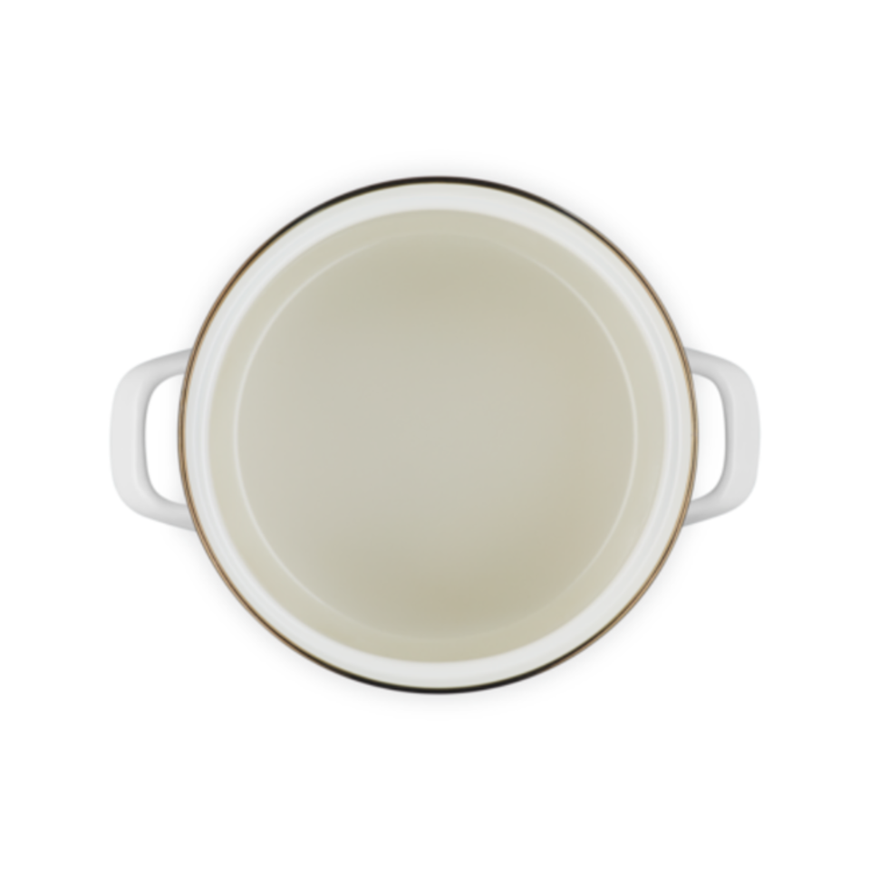 PRÉ-VENDA: Stockpot Aço Esmaltado Branco Pegador Dourado 5,7L 20cm Le Creuset