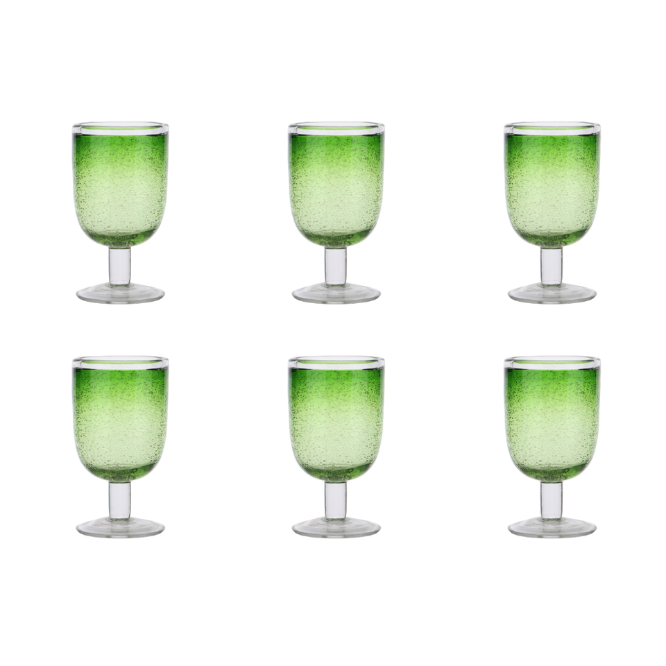 Jogo de 6 Taças para Água Bollicine Vidro Verde Linha Sintonia