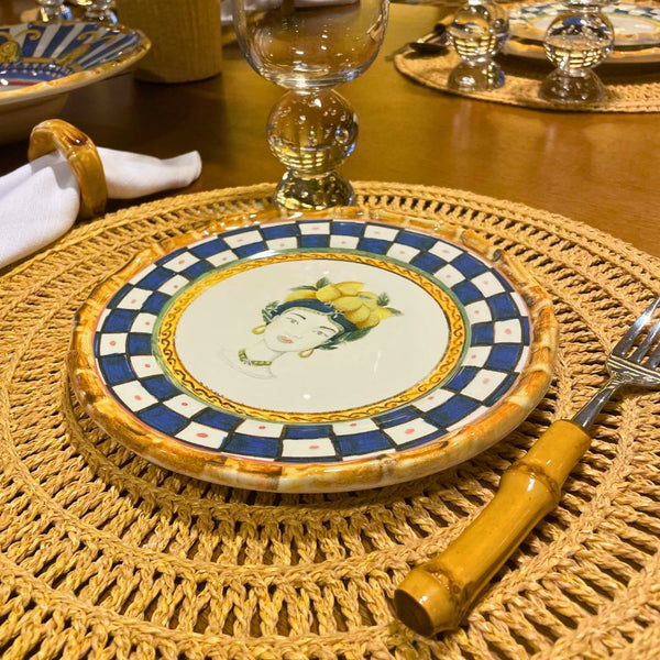 Jogo 6 Pratos de Sobremesa Cerâmica Taormina 20cm Maison Blanche