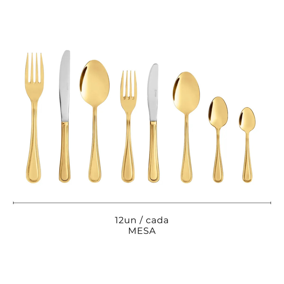 Faqueiro 101 Peças Aço Inox Dourado Avalon Wolff