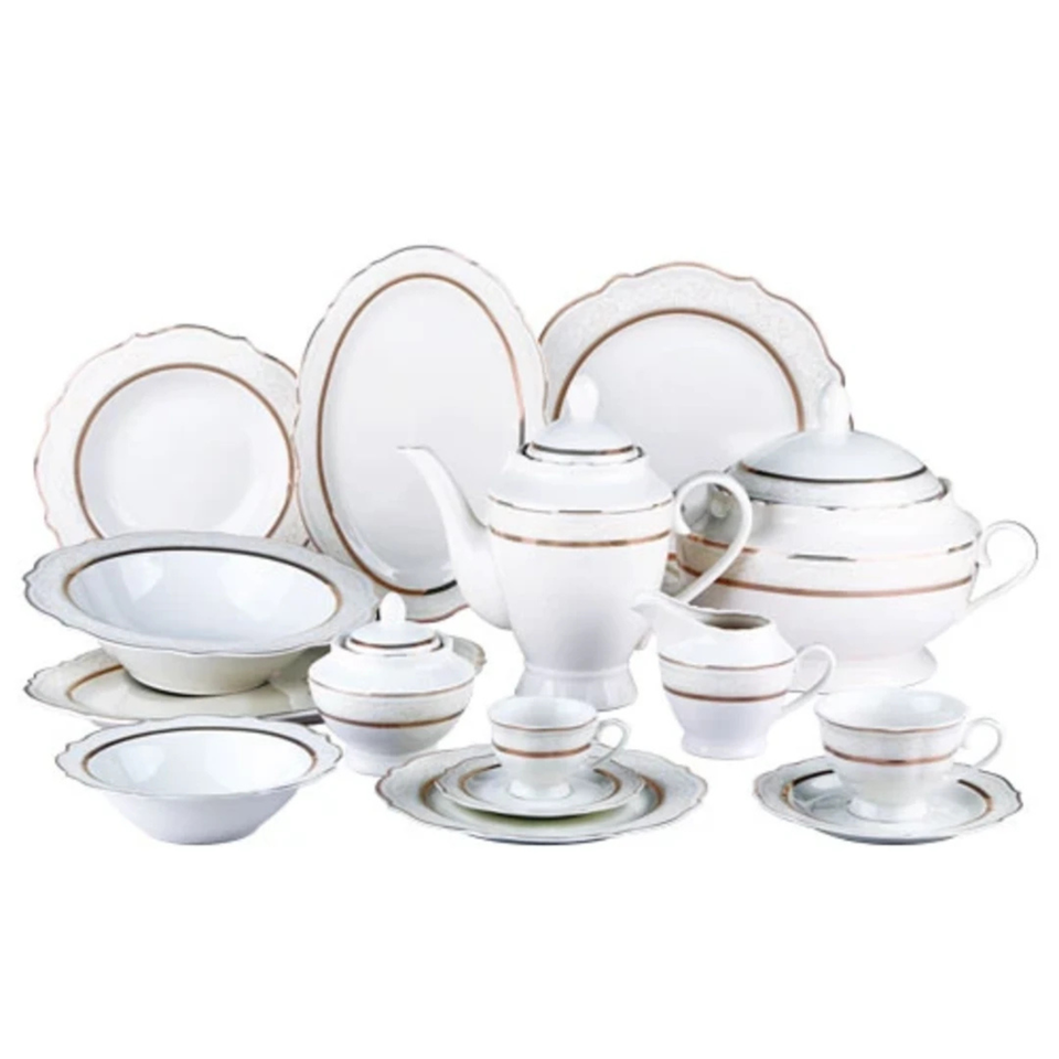 Aparelho de Jantar Trésor 50 Pçs New Bone China Filado Ouro L'Hermitage