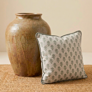 Almofada Linho 52X52 Estampa Botânico Verde Com Cordão