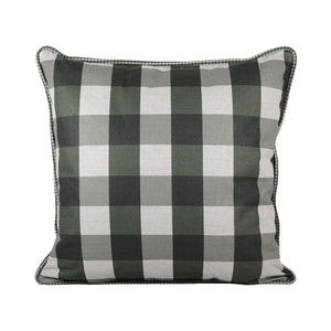 Almofada Linho 52X52 Estampa Xadrez Grande Verde Com Cordão