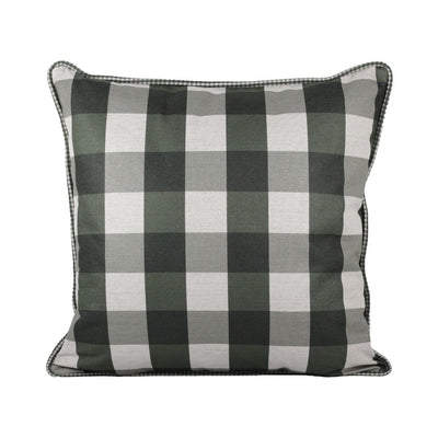 Almofada Linho 52X52 Estampa Xadrez Grande Verde Com Cordão