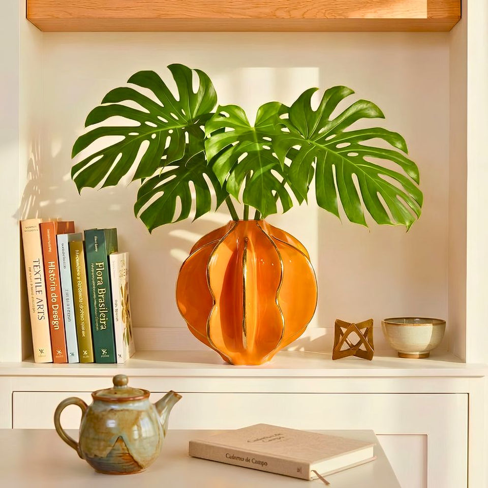 Vaso Vênus Laranja e Dourado