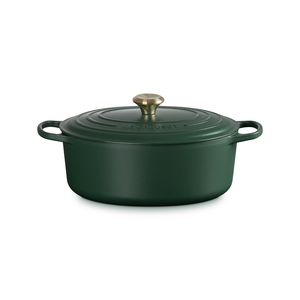 Panela Le Creuset Oval Signature Foret com Pegador Dourado 6,3L 31cm