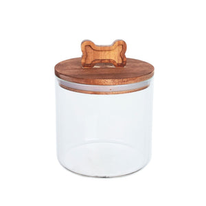 Pote Biscoito para  Pet Tampa Madeira Acácia 1,2L