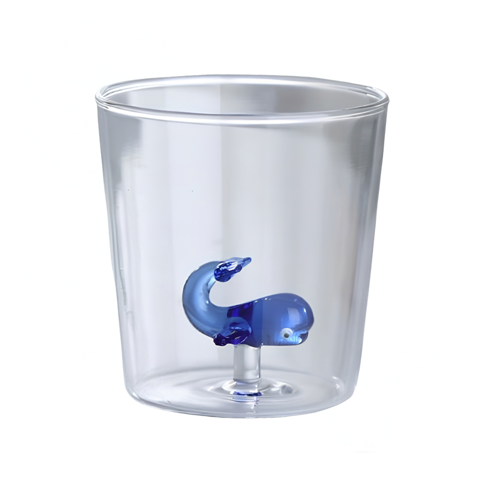 Jogo de 4 Copos Borossilicato 350ml 3D Maré Azul
