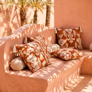 Almofada Linho 52X52 Ikat Terracota Tassel