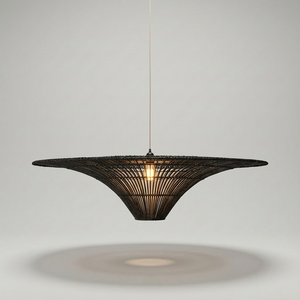 Luminária Artesanal Rattan Preta Liora 60x23cm Bahali