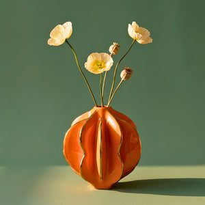 Vaso Vênus Laranja e Dourado