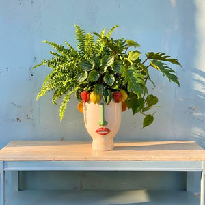 Vaso de Cerâmica Rosto Tropical Frutti d’Arte