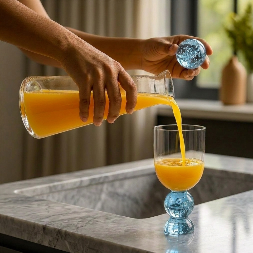 Garrafa Bubble Vidro Azul 1L Linha Sintonia