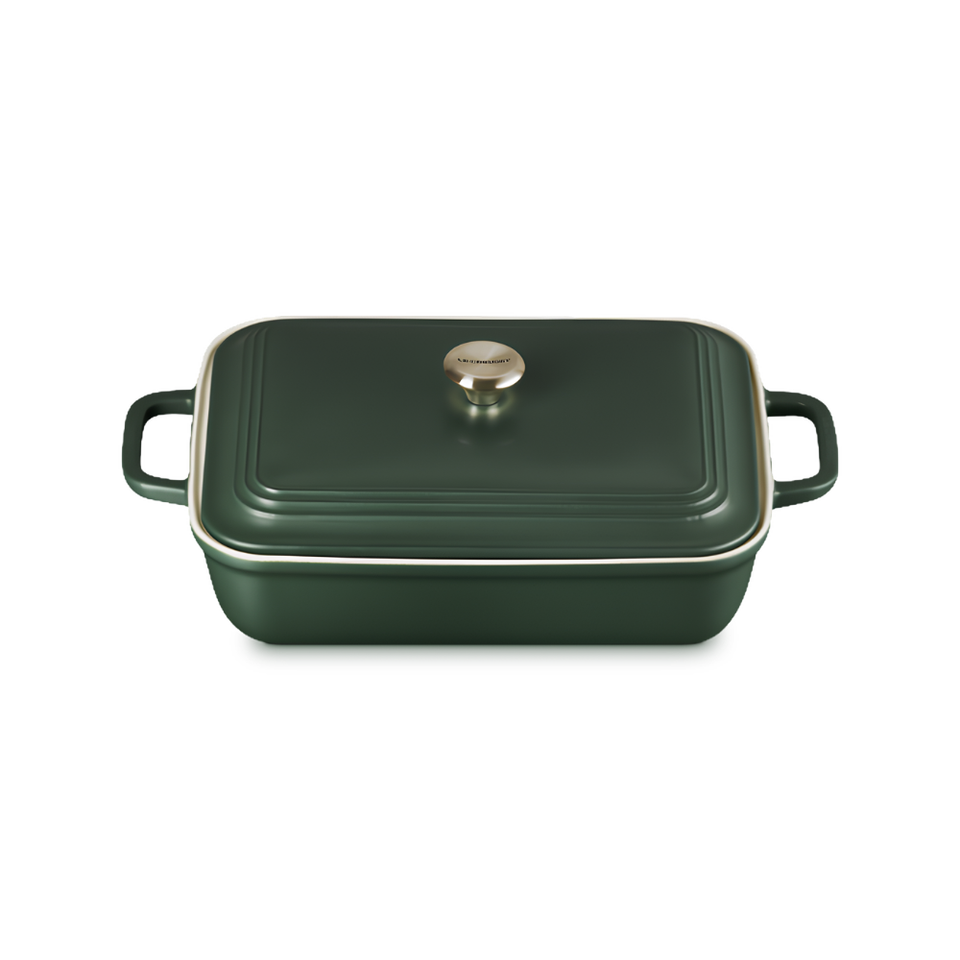 PRÉ-VENDA: Travessa Retangular Cerâmica Com Tampa San Fran Foret 31cm Le Creuset