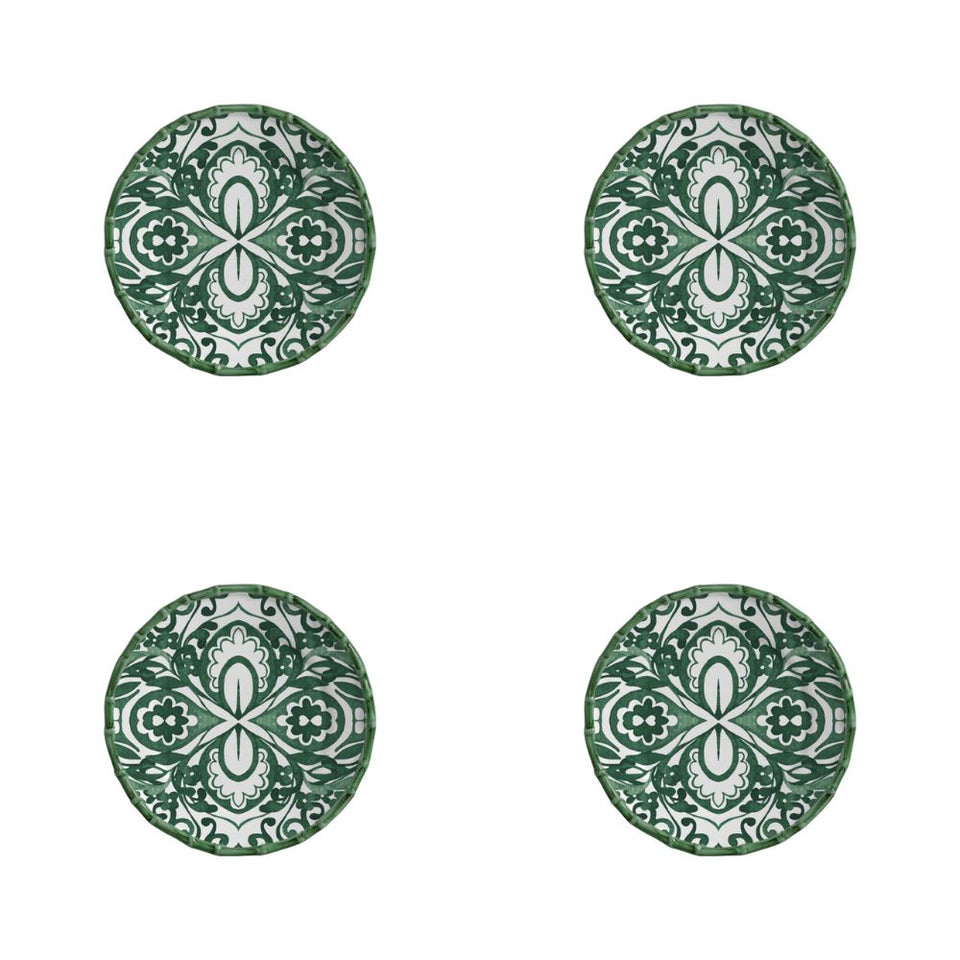 Jogo 4 Pratos de Sobremesa Cerâmica Dolce Mare Verde 20cm Maison Blanche