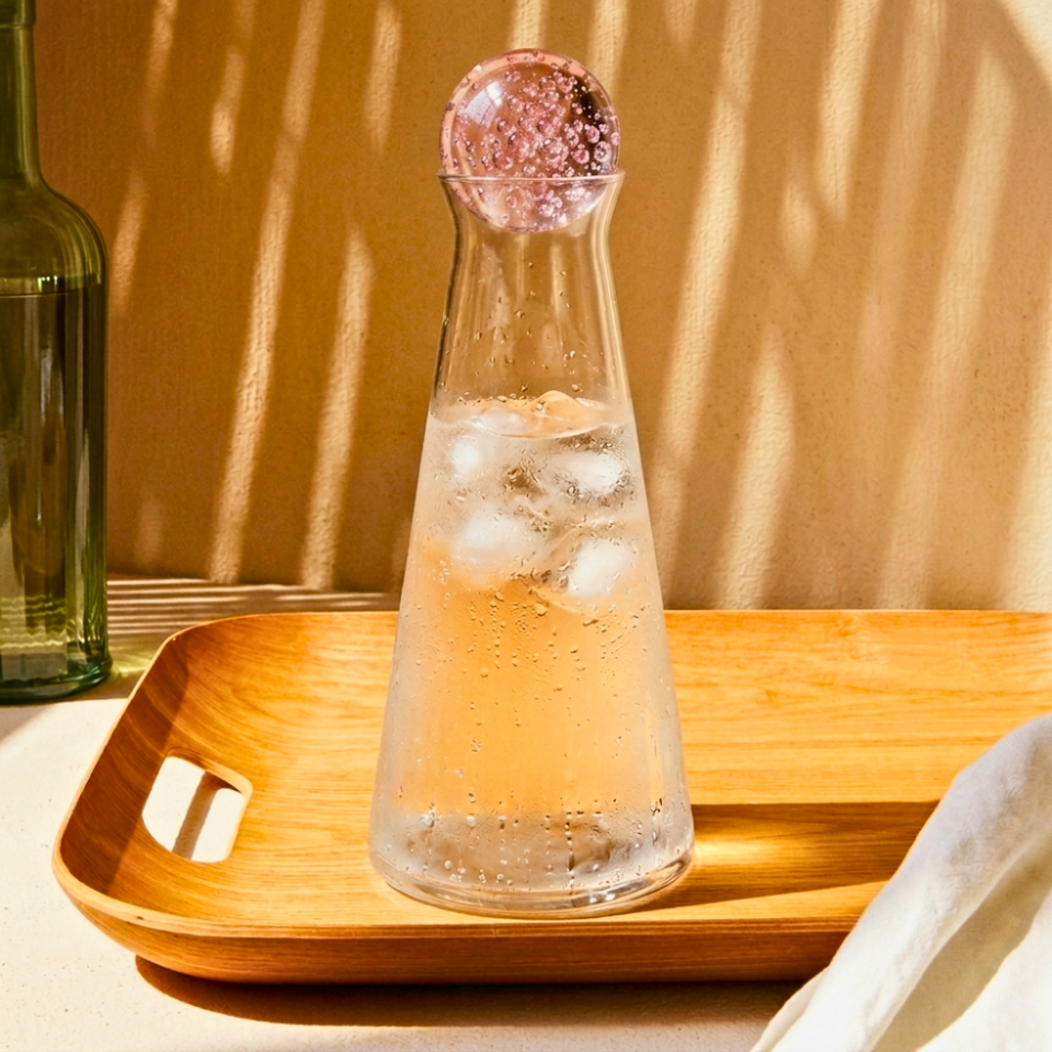 Garrafa Bubble Vidro Rosa 1L Linha Sintonia