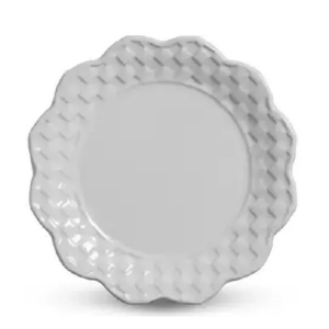 Jogo 6 Pratos Rasos Cerâmica Liso Branco Florença 28cm Scalla
