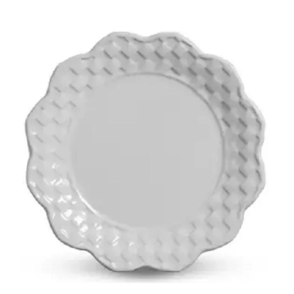 Jogo 6 Pratos Rasos Cerâmica Liso Branco Florença 28cm Scalla
