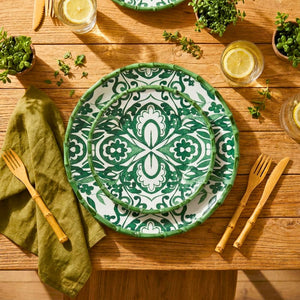 Jogo 4 Pratos de Sobremesa Cerâmica Dolce Mare Verde 20cm Maison Blanche