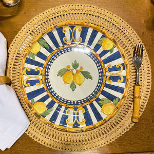 Jogo 4 Pratos Rasos Cerâmica Taormina Limão 27,5cm Maison Blanche