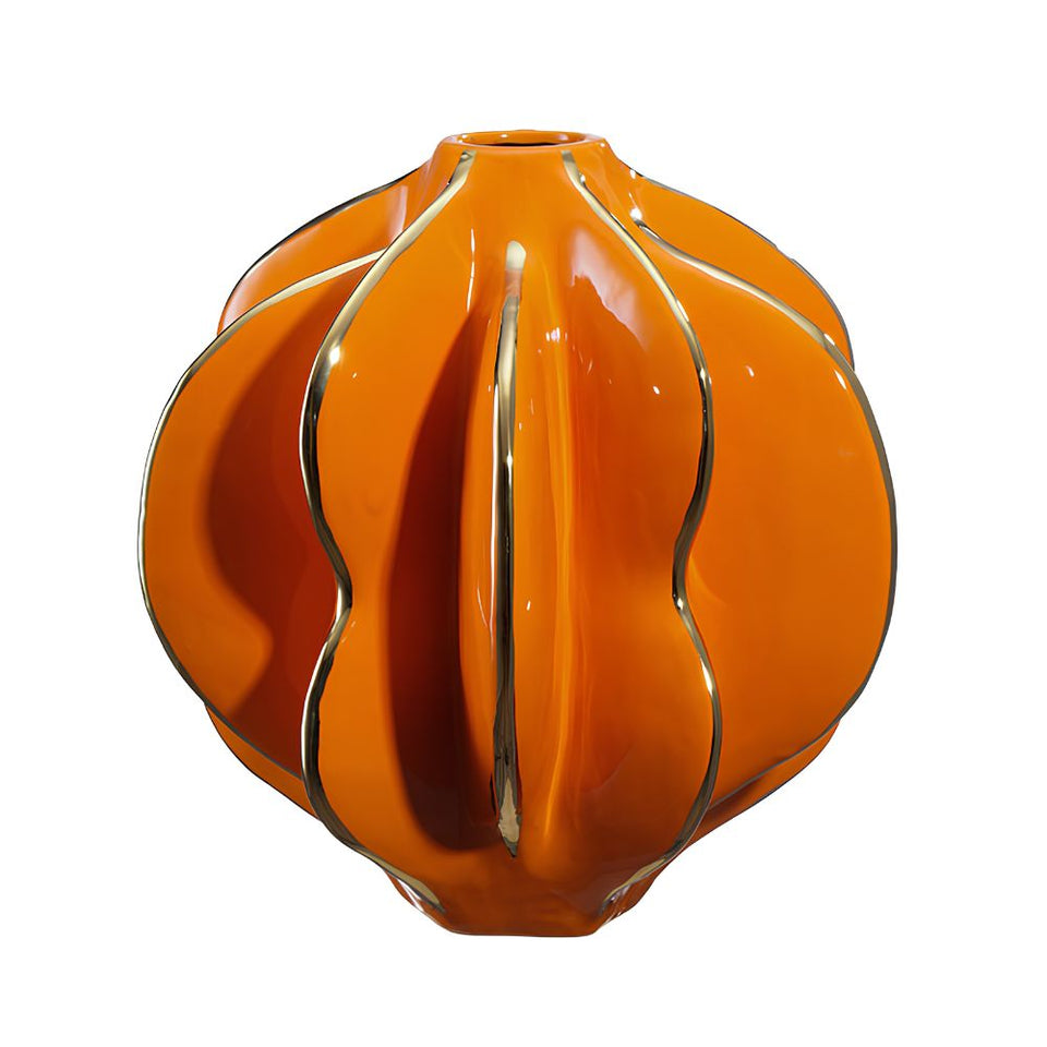 Vaso Vênus Laranja e Dourado